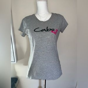 ROXY Gray CABO Logo T-Shirt Size Medium